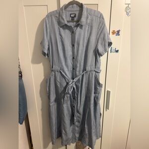 Lands' End Blue Pinstripe Tencel Dress